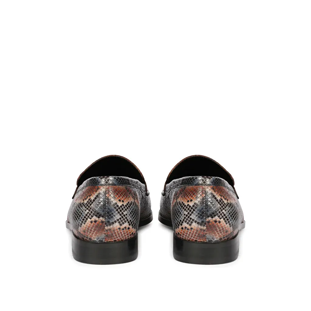 Saint Ellis Blue Snake Print Leather Loafers