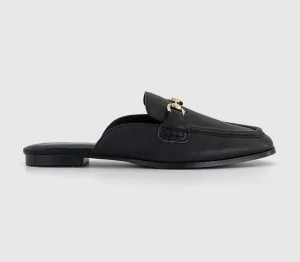 Womens Office Fairyland Hardware Mule Loafers Black Leather